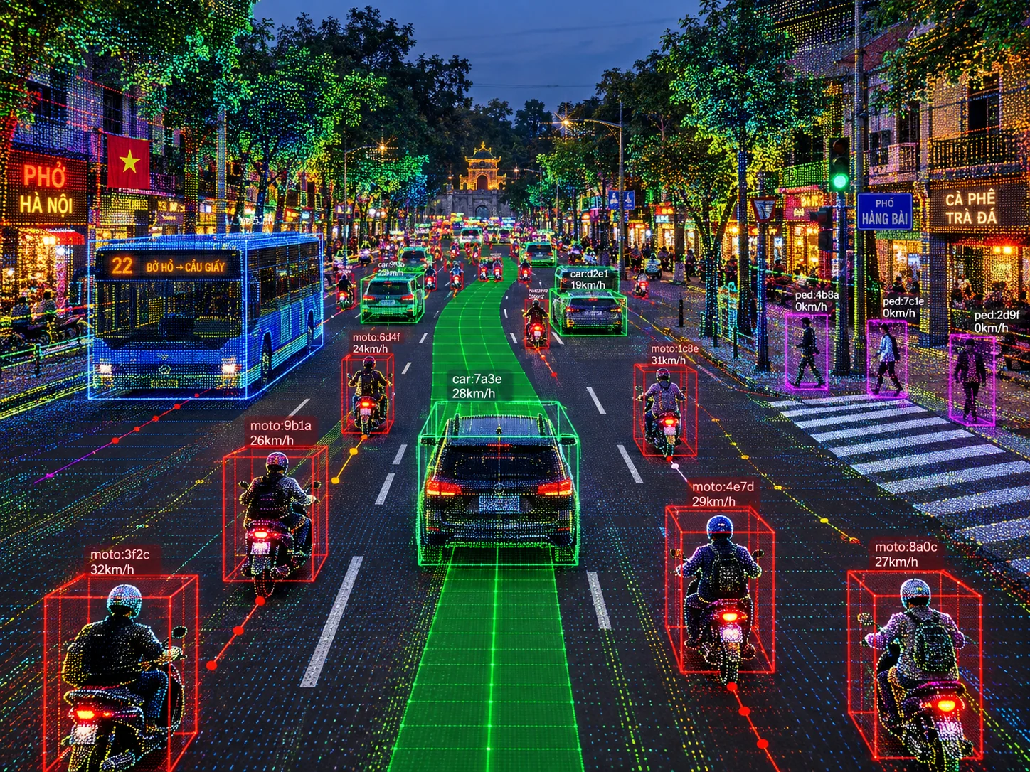 Night traffic with movement detections