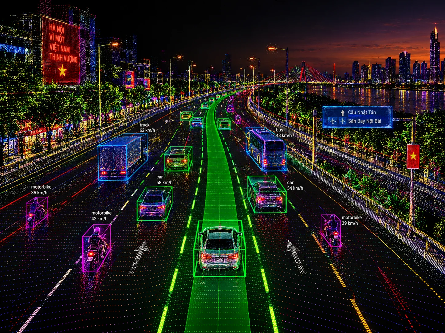 Boulevard traffic with tracked road users