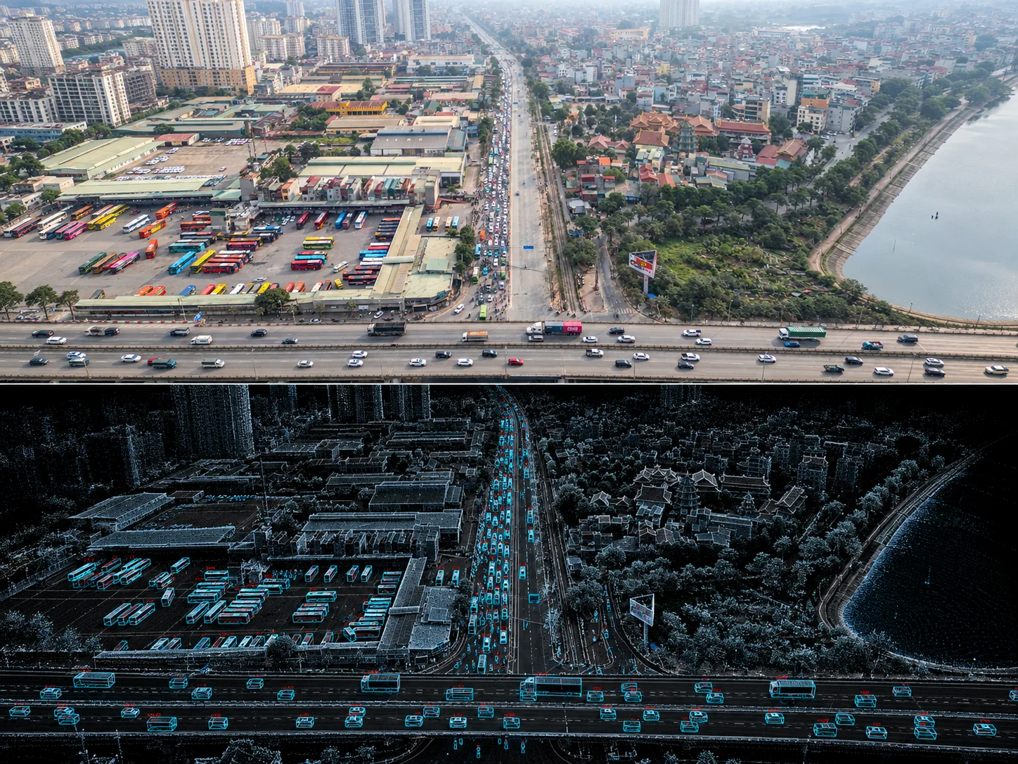 Road corridor paired with a traffic digital twin