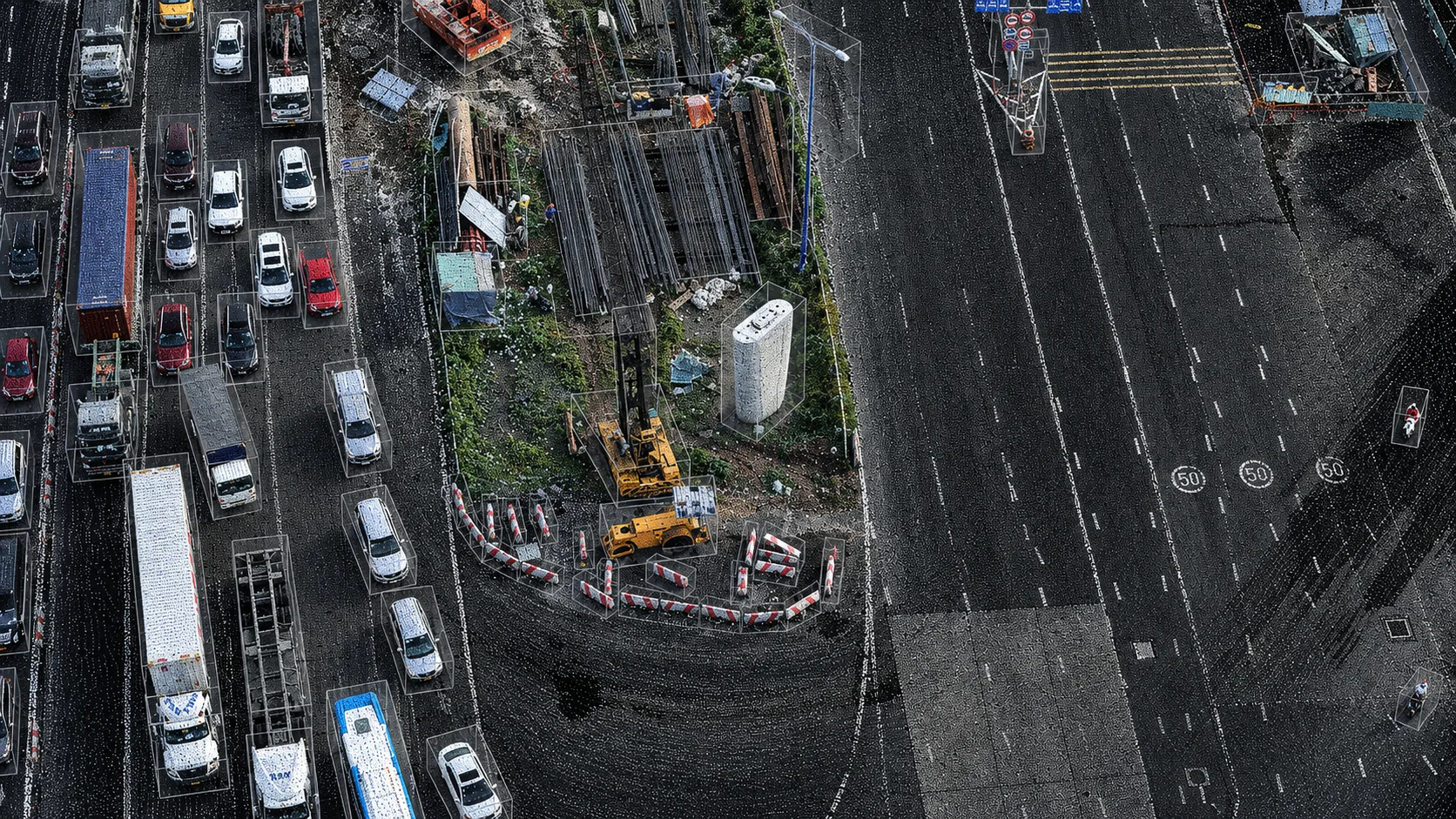 Aerial view of an urban road network